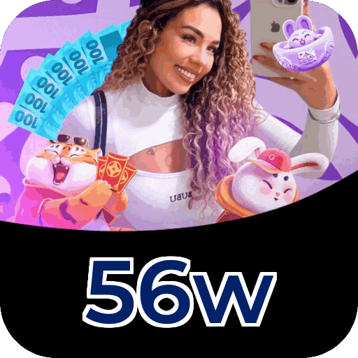 Plataforma 56w mostrando interface moderna, jogos certificados e recursos de segurança licenciados